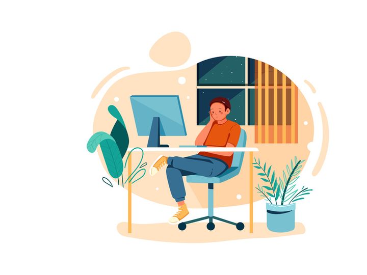 Male application tester doing final check up of app Illustration