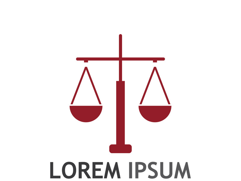 Law firm logo with scales.