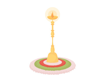 Rangoli candle holder semi flat color vector object preview picture