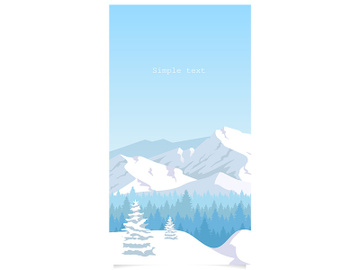 Winter landscape flat color vector background with text space preview picture