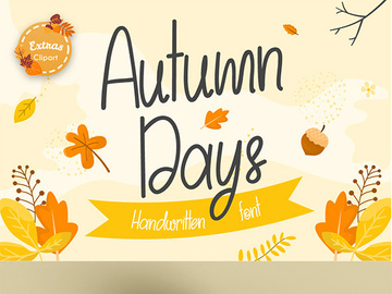 Autumn Days, a fall themed handwritten font preview picture