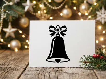 Christmas Bell with Bow Icon for Holiday Decorations and Seasonal Design