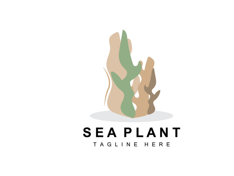 Seaweed Logo, Sea Plants Vector Design, Grocery And Nature Protection