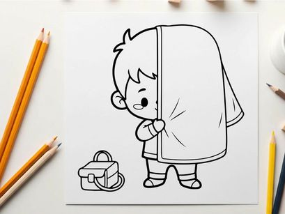 Crying child holding broken umbrella vector illustration
