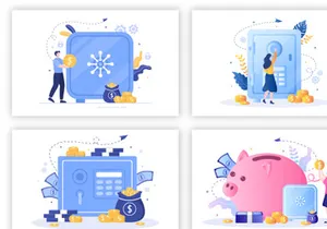 12 Bank Locker Storage Safe Box Illustration