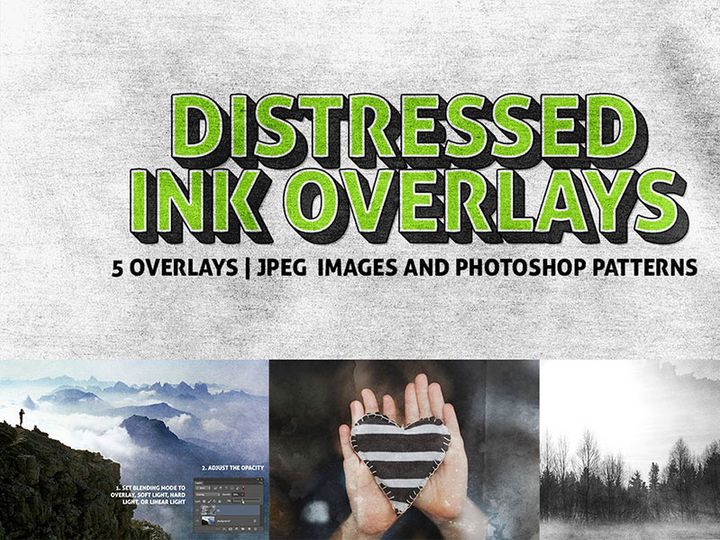 5 Distressed Ink Overlay Textures