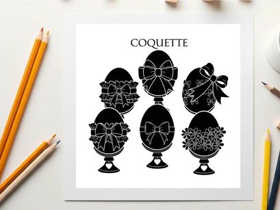 Elegant easter egg silhouette designs with ribbons and florals