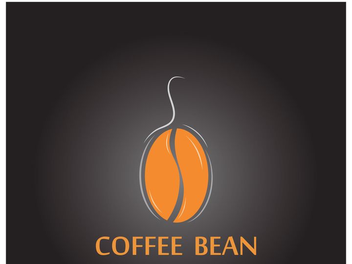 Coffee bean logo for cafe, business, label.