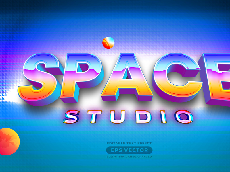 Space studio retro editable text effect style with vibrant theme realistic neon light concept for trendy flyer, poster and banner template promotion