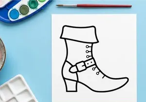 Line art illustration of a stylish ankle boot. Minimalist fashion footwear sketch for design and commercial use.