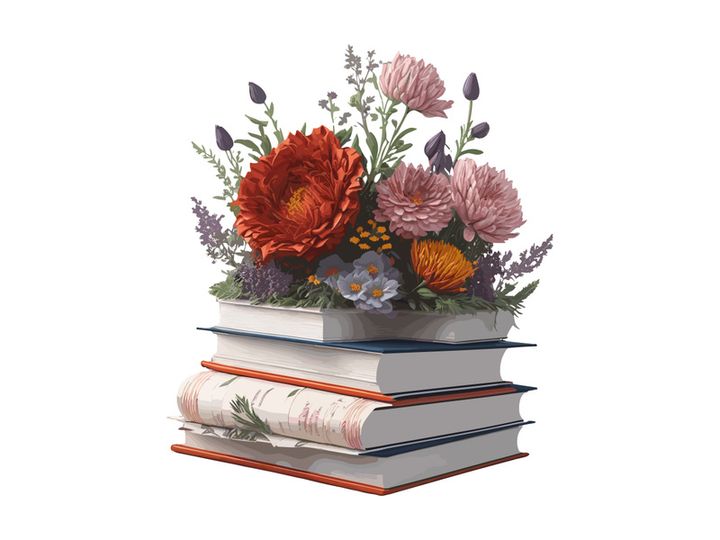 Vector Illustration Books decorated by flowers
