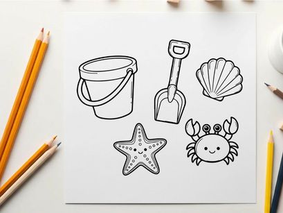 Beach summer toys set flat design vector illustration