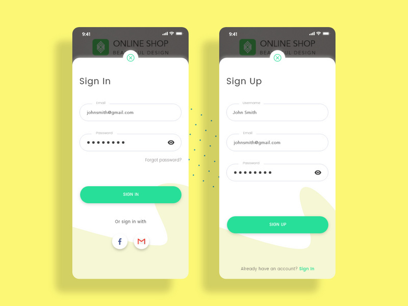 Signin and Signup screens for Mobile app