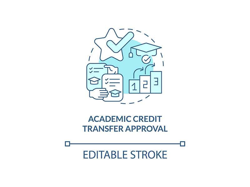 Academic credit transfer approval concept icon