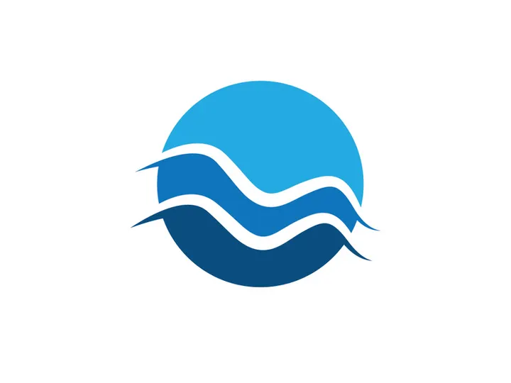 Blue water wave logo, vector icon illustration
