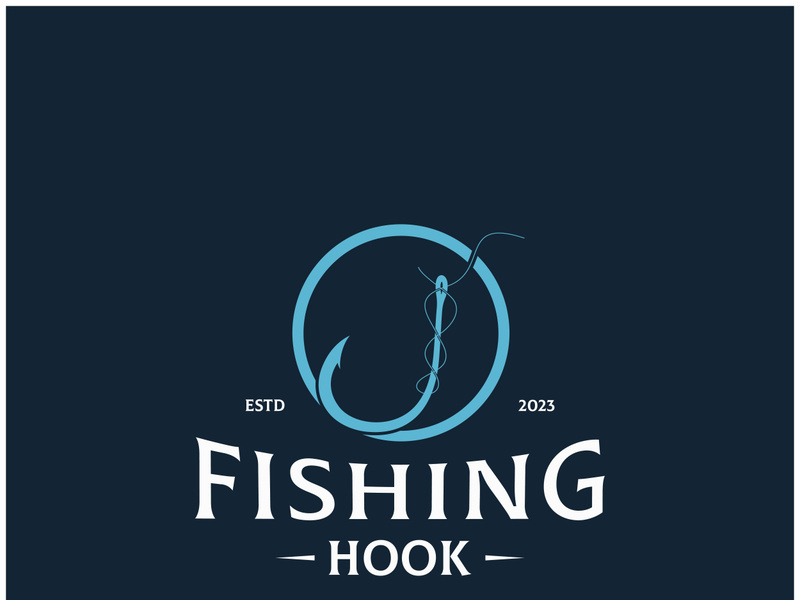 fishing hook logo design, fishing bait, fishing shop, tournament, angler, fishing community