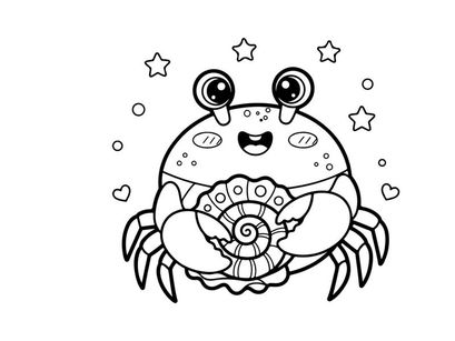 Cute crab mascot smiling vector illustration flat design
