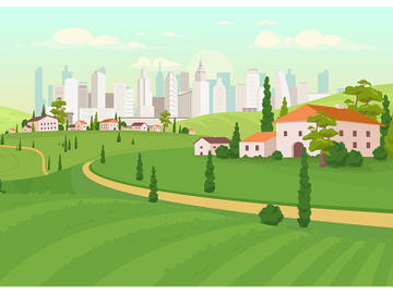 Suburban area flat color vector illustration preview picture
