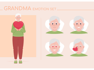 Loving mature woman semi flat color character emotions set preview picture