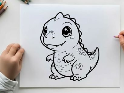 Cute baby dinosaur smiling vector illustration flat design