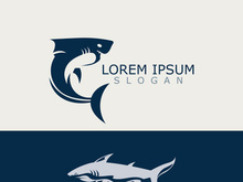 Shark Logo animal sea design icon vector silhouette template