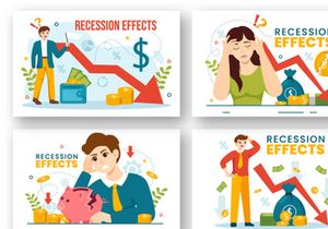 14 Recession Effects Vector Illustration