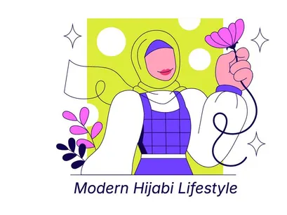 4 Modern Hijabi Lifestyle Illustration
