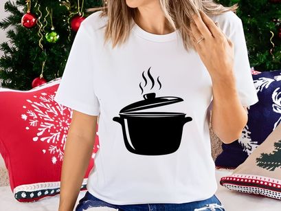 Steaming pot with open lid