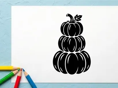 Ilustración de pila de calabazas estilizadas para decoración de otoño o Halloween