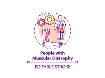 People with muscular distrophy concept icon preview picture