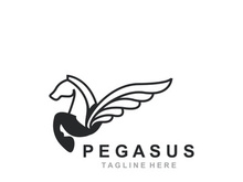 Pegasus horse Logo minimalist, Line art, Modern simple mascot, Mystic premium emblem
