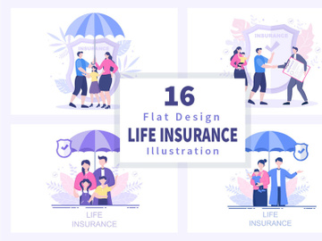 16 Life Insurance Flat Design Illustration preview picture