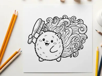 Cute hedgehog with hairbrush vector illustration