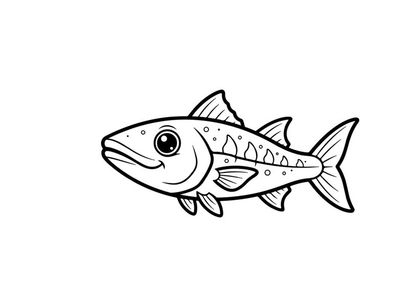Cartoon tuna fish swimming vector illustration flat design