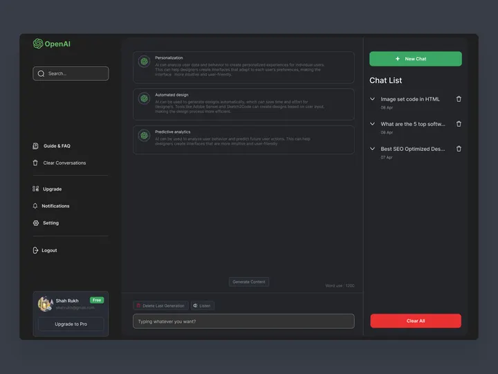 ChatGPT Web Page Redesign