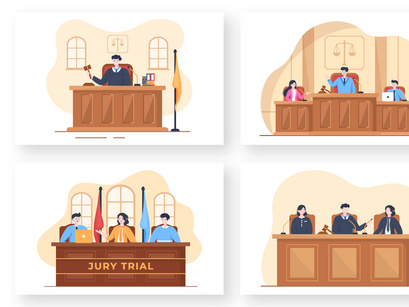 13 Court with Law and Justice Illustration