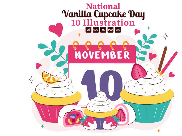 10 National Vanilla Cupcake Day Illustration