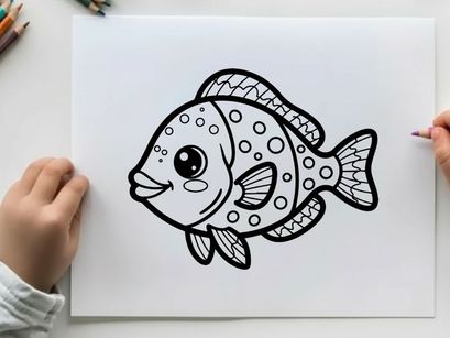 Cute cartoon fish smiling vector illustration flat design