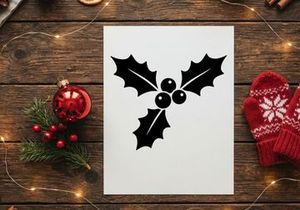 Schwarze Holly-Beeren-Silhouette-Icons für Weihnachtsdesign und grafische Weihnachtsdekoration