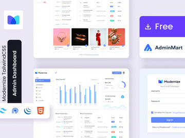 Modernize Free Tailwind Admin Dashboard Template preview picture