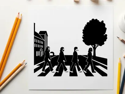 Ilustração vetorial da icônica faixa de pedestres de Abbey Road