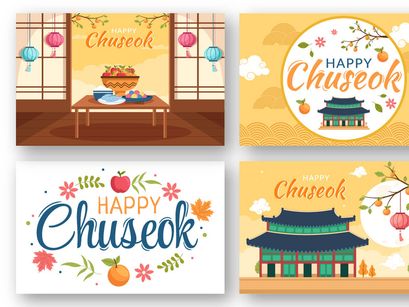17 Happy Chuseok Day Cartoon Illustration
