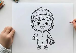 Crying child in baseball cap vector illustration flat design