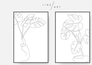 Monstera leaf line art