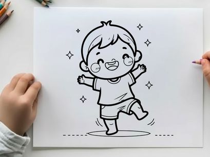 Happy toddler running joyfully vector illustration flat design