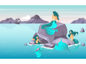 Sirens flat vector illustration preview picture