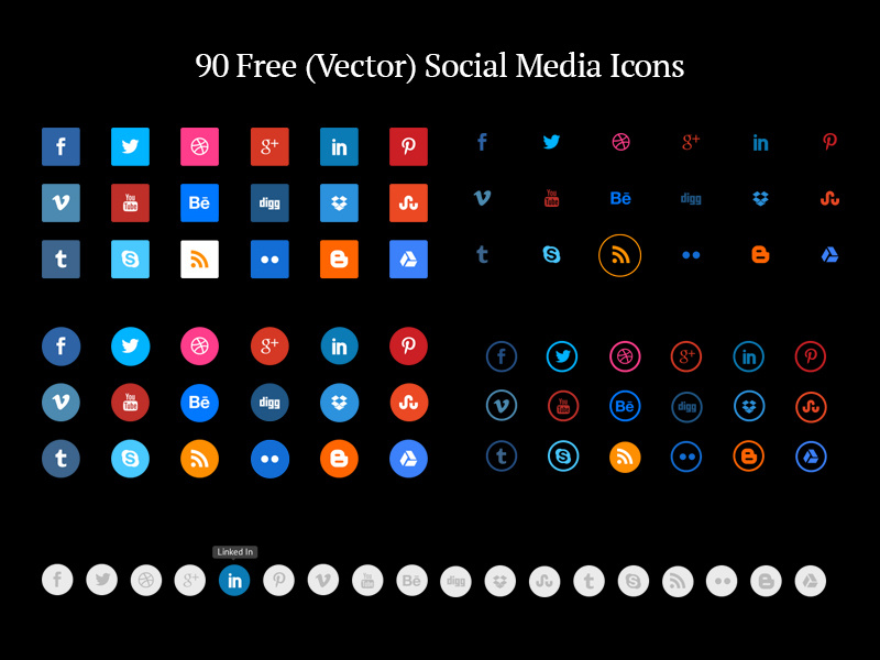 90 Free Social Media Icons [PSD]