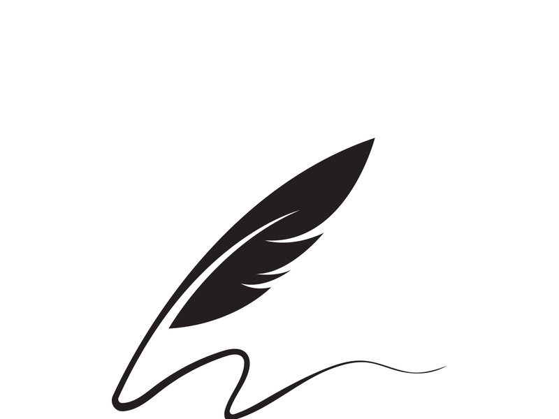 Feather quill design icon and logo illustration classic stationery