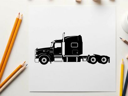 Silhouette of a semi truck with a large sleeper cabin