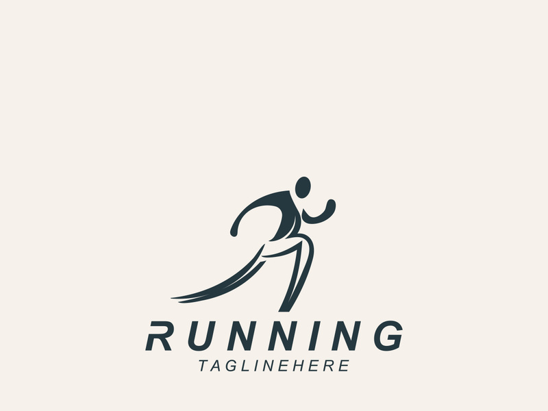 Running sport athlete logo design concept illustration template